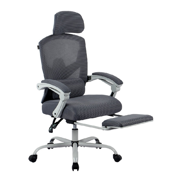 SILLA GAMER BALAM RUSH BOLT NOU G / HASTA 130 KG / INCLINACION 140 GRADOS / PISTON CLASE 3 / REPOSAPIES ACOJINADO / COJIN CERVICAL / CABECERA ADAPTABLE / GRIS / BR-940559