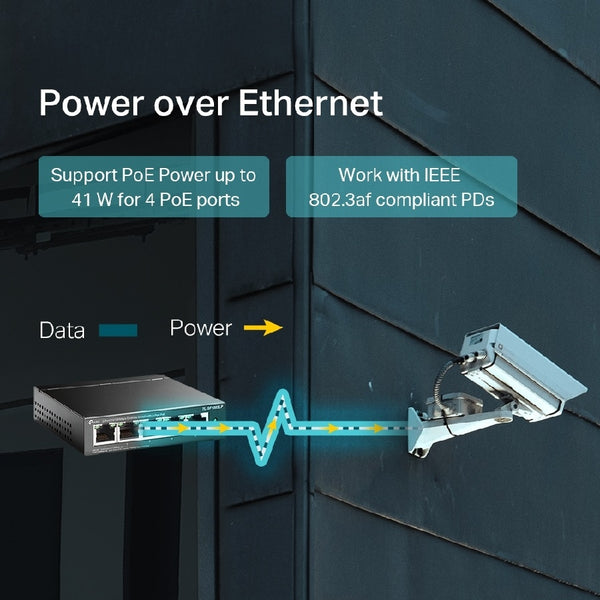 SWITCH | TP-LINK | TL-SF1005LP| 5 PUERTOS RJ45 10/100 MBPS | NO ADMINISTRABLE |CON 4 PUERTOS POE | PARA ESCRITORIO