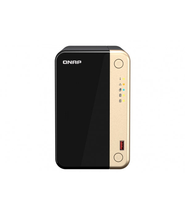 NAS QNAP TS-264-8G /2 BAHIAS NUCLEO CUADRUPLE HASTA 2.9 GHZ, 8 GB EN RAM, /2 LAN 2,5 GBE/USB 3.2 X2/SATA/HOT-SWAP/ SIN DISCOS/ HDMI 2.0/ HASTA 40 TB/ CELERON N5095