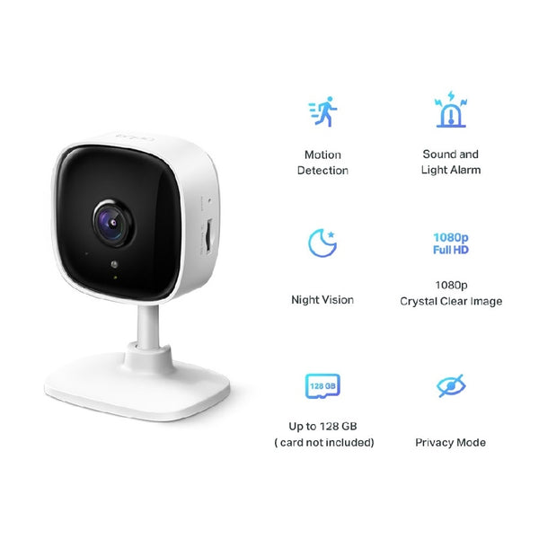 CAMARA IP TP-LINK TAPO C100 WIFI 2MP 1080P CAPACIDAD PARA MICROSD 128GB VISION NOCTURNA DETECCION DE MOVIMIENTO AUDIO BIDIRECCIONAL