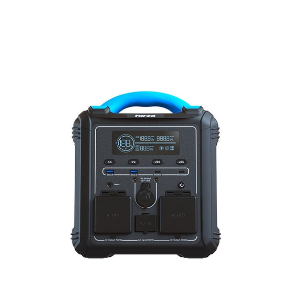 GENERADOR ELECTRICO DE BATERIAS LMFP  PORTATIL FORZA SERIE TITAN FPP-T700 700W 9 SALIDAS 2AC/7DC 2 PANTALLA LCD PANEL DE CONTROL INTEGRADO LAMPARA LED CARGA RAPIDA EN 1.5 HORAS