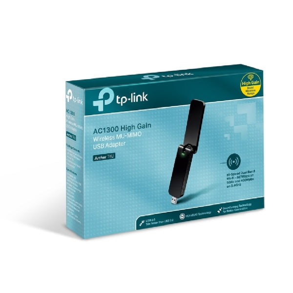 TARJETA DE RED | TP-LINK | ARCHER T4U | USB INALAMBRICA | BANDA DUAL | AC1300 400MPBS EN 2.4GHZ Y 867MBPS EN 5GHZ 802.11 AC/A/B/G/N PUERTO USB 3.0 PARA WINDOWS Y MAC