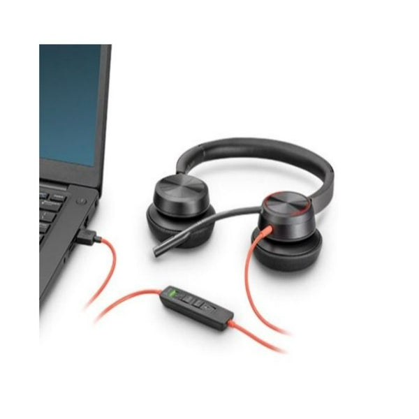 DIADEMA HP POLY 8X223AA BW 8225/ ALAMBRICA BINAURAL CONEXION USB-C USB-A CANCELACION ACTIVA DE RUIDO CONTROL PARA LLAMADAS COLOR NEGRO NARANJA