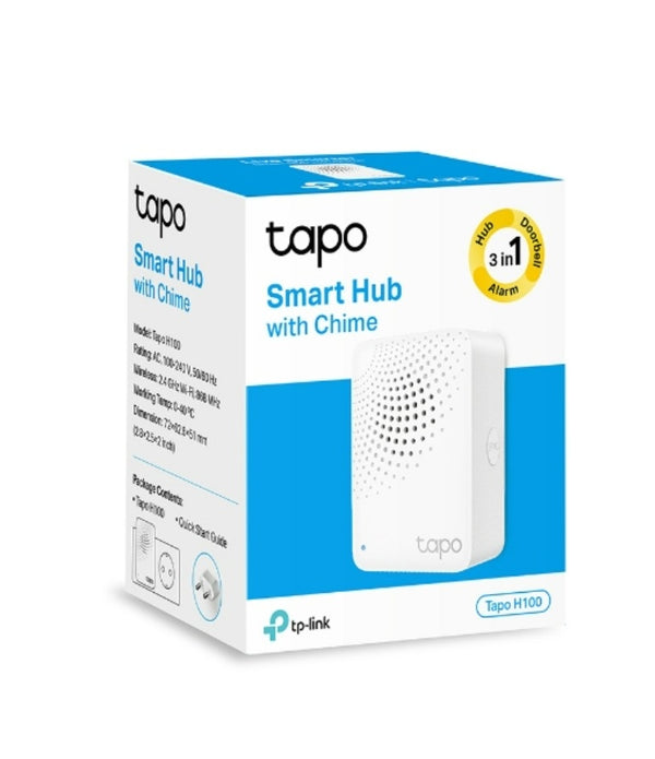 HUB TP-LINK TAPO H100 HUB INTELIGENTE CON ALARMA HASTA 64 DISPOSITIVOS TIMBRE INTELIGENTE ALARMA INTELIGENTE CONEXIONES A LARGO ALCANCE