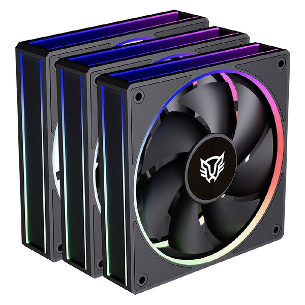 KIT 3 VENTILADORES BALAM RUSH EOLOX BORA EXB85 / POTENCIA DE ENFRIAMIENTO / VELOCIDAD 1600 RPM / SILENCIO IMBATIBLE / CONEXIN PWM AURA / ARGB / NEGRO / BR-942126