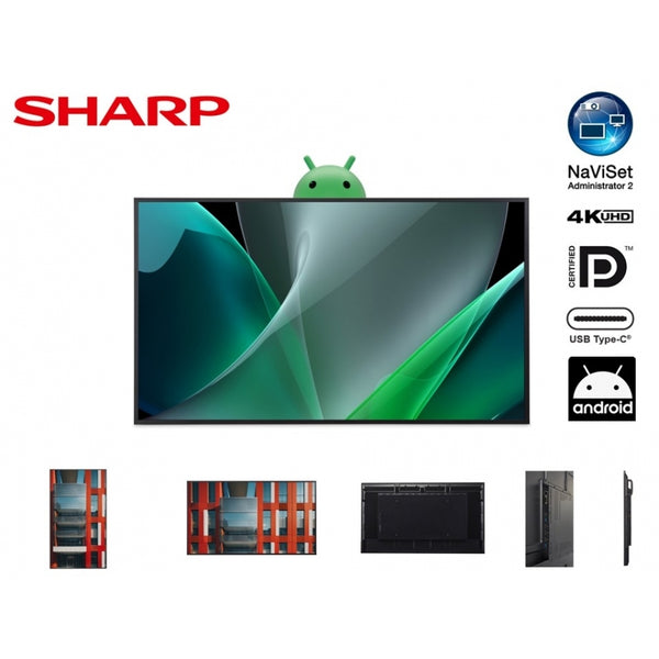 MONITOR PROFESIONAL SHARP DE 55 PN-ME552 UHD 3840 X 2160 18/7, 450 CD/M2 CONT 12001 USB-C HDCP 3 HDMI ANDROID 13 CON 3AÑOS DE GARANTIA