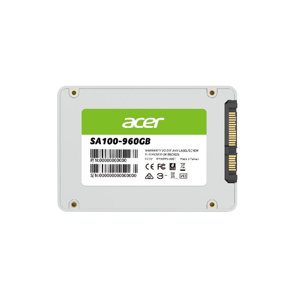 UNIDAD DE ESTADO SOLIDO SSD INTERNO ACER SA100 960GB 2.5 SATA3 LECT.560 ESCRIT.500 MBS 7MM PC LAPTOP MINIPC BL.9BWWA.104
