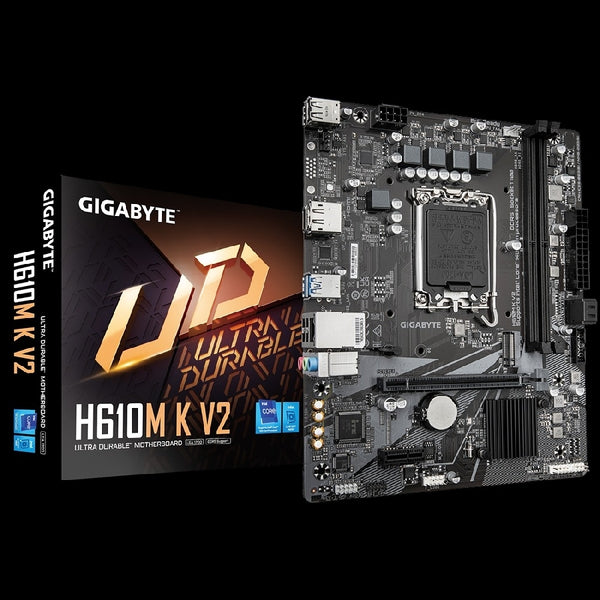 TARJETA MADRE GIGABYTE H610M K V2 / SOCKET INTEL 1700 / 2X DDR5 / HDMI / DP / PCIE X 16 / MICRO ATX / GAMA BASICA
