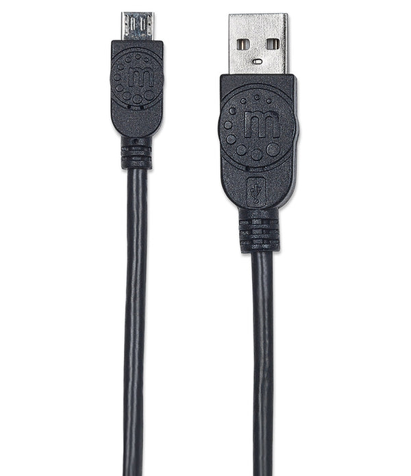 CABLE USB,MANHATTAN,325684, V2 A-MICRO B, BOLSA PVC 3.0M NEGRO