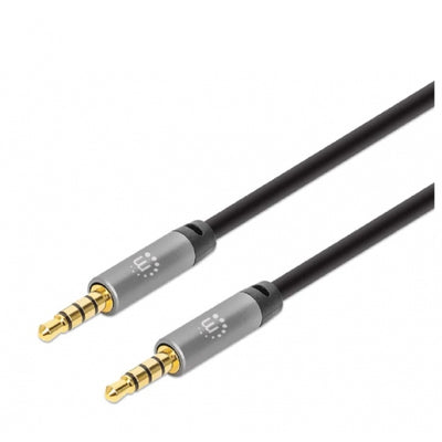 CABLE AUDIO,MANHATTAN,355988, ESTEREO 3.5MM M-M 1.0M NEGRO/ALUMINIO PLATEADO