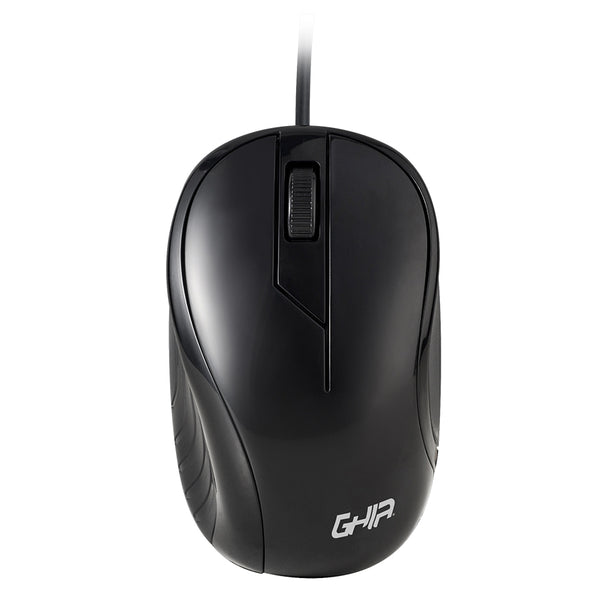 MOUSE GHIA / GMA50N / ALAMBRICO / USB / 2 BOTONES / SCROLL / 1200 DPI / NEGRO