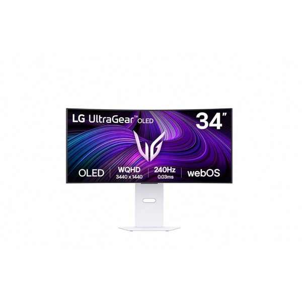 MONITOR LG 34GX90SA-W GAMING CURVO OLED ULTRAGEAR 34 PULG,3440X1440,240HZ,21:09,TR 0.03MS (GTG),BRILLO 275CD/M2,CONTR 1500000:1,GC DCI-P3 98,5%,800R,HDMI,DISPLAYPORT,USB-C,HDR10,ALTAVOZ 7WX2.