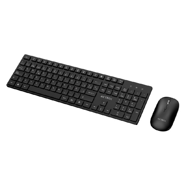 KIT ACTECK CREATOR VANTAGE AERO MK555 / TECLADO Y MOUSE / INALAMBRICO DONGLE USB / ERGONOMICO / WIN / ESPAÑOL / MEMBRANA / 105 TECLAS / 1600 DPI AJUSTABLE / 4 BOTONES / OPTICO / NEGRO / AC-943482