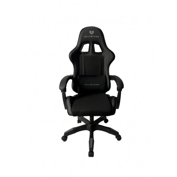 SILLA GAMER BALAM RUSH POWER RUSH V2 BLACK EDITION / INCLINACION 135 GRADOS / TELA Y PIEL SINTETICA / MAX 120 KG / COJIN LUMBAR / PISTON CLASE 3 / REPOSABRAZOS FIJO / NEGRO / BR-934534