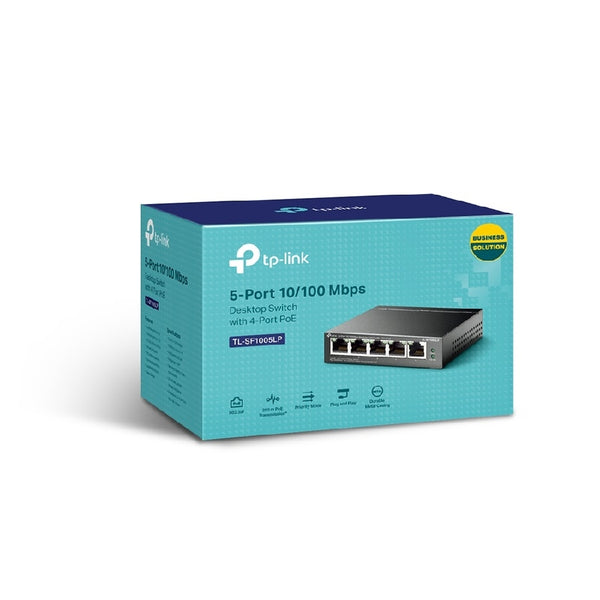 SWITCH | TP-LINK | TL-SF1005LP| 5 PUERTOS RJ45 10/100 MBPS | NO ADMINISTRABLE |CON 4 PUERTOS POE | PARA ESCRITORIO