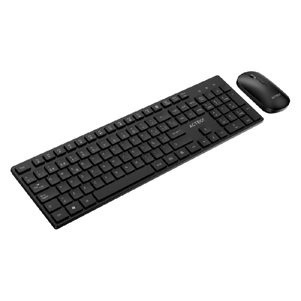 KIT ACTECK CREATOR VANTAGE AERO MK555 / TECLADO Y MOUSE / INALAMBRICO DONGLE USB / ERGONOMICO / WIN / ESPAÑOL / MEMBRANA / 105 TECLAS / 1600 DPI AJUSTABLE / 4 BOTONES / OPTICO / NEGRO / AC-943482