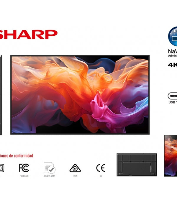 MONITOR PROFESIONAL SHARP 43 PN-E439 UHD 3840 X 2160 16/7, 350 CD/M2, 4000:1, 2 HDMI, USB-C HDCP, RJ-45