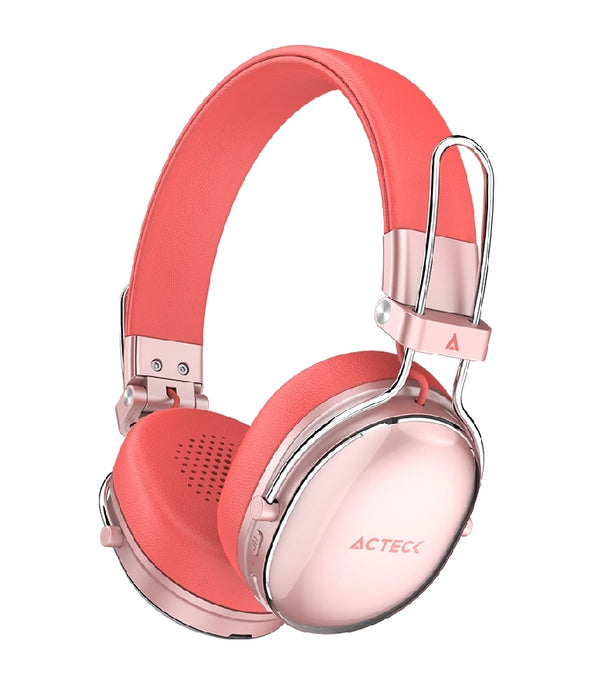 AUDIFONOS ACTECK LUXE CHIC HP710 / DIADEMA / INALAMBRICOS / BT 5.4 / MICROFONO OMNIDIRECCIONAL / 20 HZ A 20 KHZ / BATERIA 30 HRS / CANCELACION DE RUIDO HIBRIDO / SALMON / AC-940894
