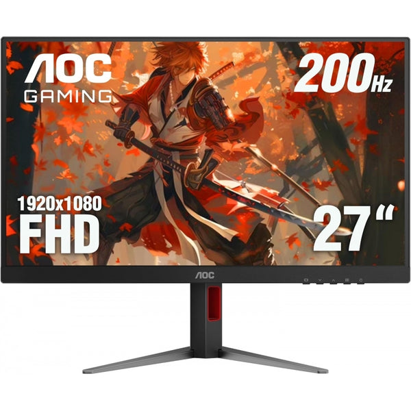 MONITOR GAMER AOC 27G4H / PANEL IPS / 27 PULGADAS / HDMI / DP / ASPECTO 16;9 / TR 0.5 MS / ADAPTIVE SYNC / 200 HZ / RESOLUCION 1920 X 1080 / BRILLO 300 CD/M2 / VESA 100X100 MM/ NEGRO Y ROJO