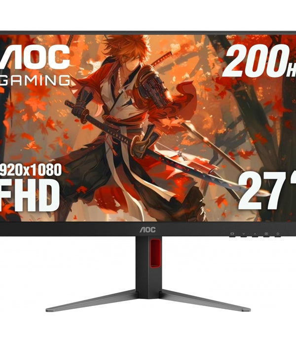 MONITOR GAMER AOC 27G4H / PANEL IPS / 27 PULGADAS / HDMI / DP / ASPECTO 16;9 / TR 0.5 MS / ADAPTIVE SYNC / 200 HZ / RESOLUCION 1920 X 1080 / BRILLO 300 CD/M2 / VESA 100X100 MM/ NEGRO Y ROJO