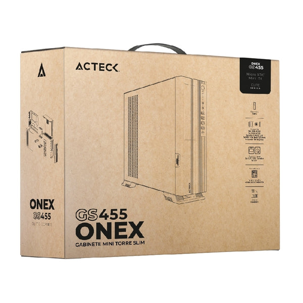 GABINETE ACTECK ONEX GS455 / MINI TORRE SLIM / MICRO ATX - MINI ITX / FUENTE DE PODER SFX 500 W / DOBLE POSICION / LECTOR DE TARJETAS SD / FULL METAL / 5 AÑOS DE GARANTIA / NEGRO / AC-943079