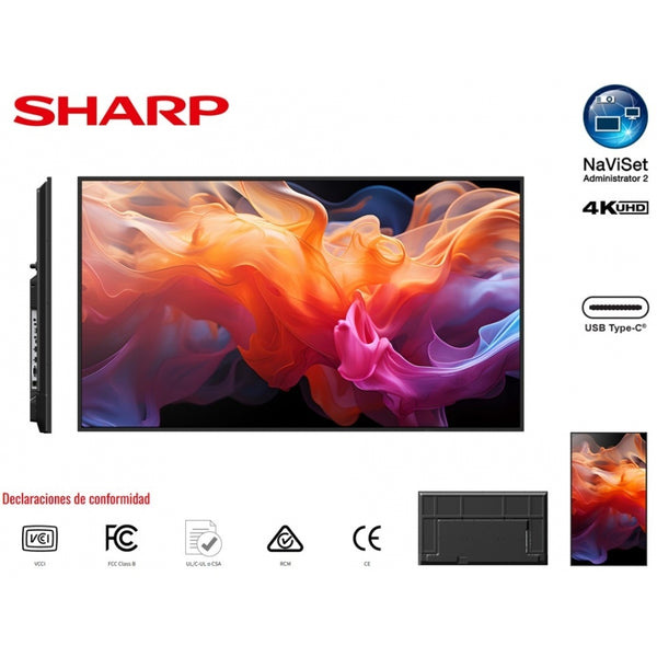 MONITOR PROFESIONAL SHARP 55 PN-E559 UHD 3840 X 2160 16/7, 350 CD/M2, 1200:1, 2 HDMI, USB-C HDCP, RJ-45