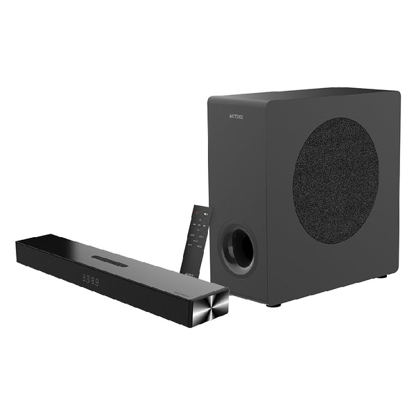 BARRA DE SONIDO ACTECK DYNAMIC THIN BS600 / 3 BOOCINAS + SUBWOOFER / SONIDO ESTEREO 2.1 / 60 W / 80 DB / 3.5 MM - USB - HDMI - OPTICAL - BLUETOOTH 5.3 / NEGRO / AC-940801