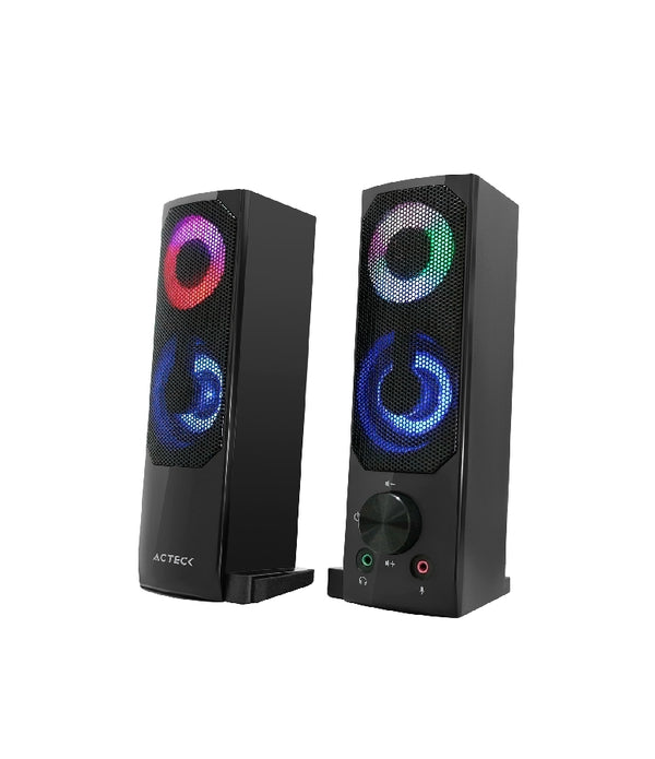 BOCINAS ACTECK ELANT BRICK AS450 / ALAMBRICA / 6 W RMS / USB - 3.5MM / ILUMINACION LED / SONIDO ESTEREO / NEGRO / AC-935258