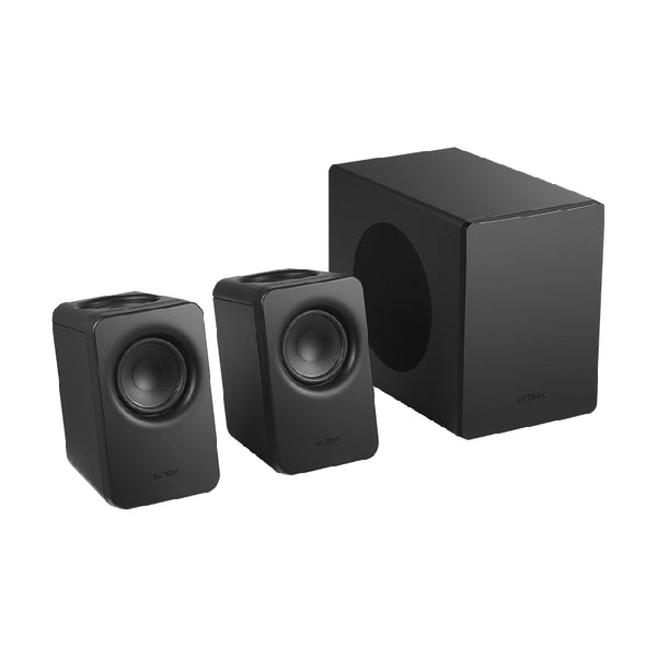 BOCINAS ACTECK DYNAMIC EXACT MINI S-PRO BS495 / RCA - USB 2.0 - 3.5 MM - BLUETOOTH 5.3 / 60 W / 300 HZ - 18 KHZ / 80 DB - 85 DB / SONIDO ENVOLVENTE Y POTENTE / SUBWOOFER / NEGRO / AC-940832
