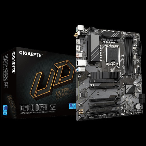 MB GIGABYTE B760 DS3H AX S-1700 / 4X DDR5 7500OC / HDMI / DP / WIFI / BT / PCIE 4.0 / ATX / GAMA MEDIA