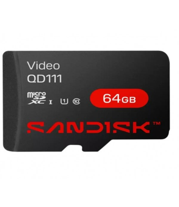 MEMORIA SANDISK VIDEO SC QD111 MICRO SDHC 64GB VIDEOVIGILANCIA 24/7 CLASE 10 U1 LECT 100MB/S ESC 20MB/S SDSDQAS4-064G-BP