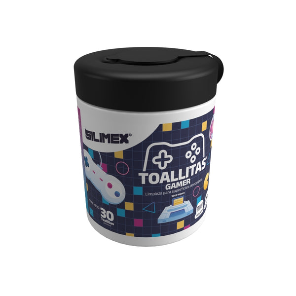 TOALLAS HUMEDAS  | SILIMEX | TOALLAS HUMEDAS GAMER 30 PZAS | 20X20CM | LIMPIEZA IMPECABLE PARA PANTALLAS Y PLÁSTICOS