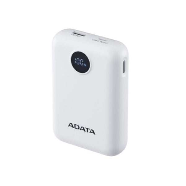 BATERIA DE RESPALDO ADATA POWER BANK C10022 10000MAH ENTRADA USB TIPO C Y USB TIPO A BLANCA PC1002212WH