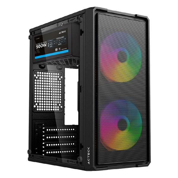 GABINETE ACTECK DOOM ULTRA MESH GI750M / MINI TORRE / MICRO ATX, MINI ITX / FUENTE DE PODER ATX 500W INCLUIDA / PANEL DE CRISTAL TEMPLADO / NEGRO /AC-943772