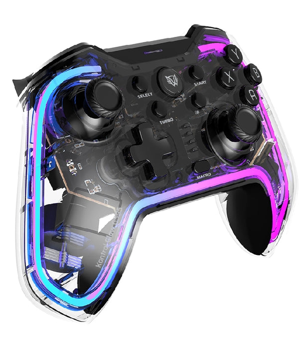 GAMEPAD BALAM RUSH KONTROL GLOW G595 / INALAMBRICO RECARGABLE / BT 5.0 / RGB / VIBRACION DUAL / SOPORTE P CELULAR / ANDROID - IOS - PC WIN - N SWITCH - PS 3-4 / BOTONES PROGRAMABLES / BR-936910
