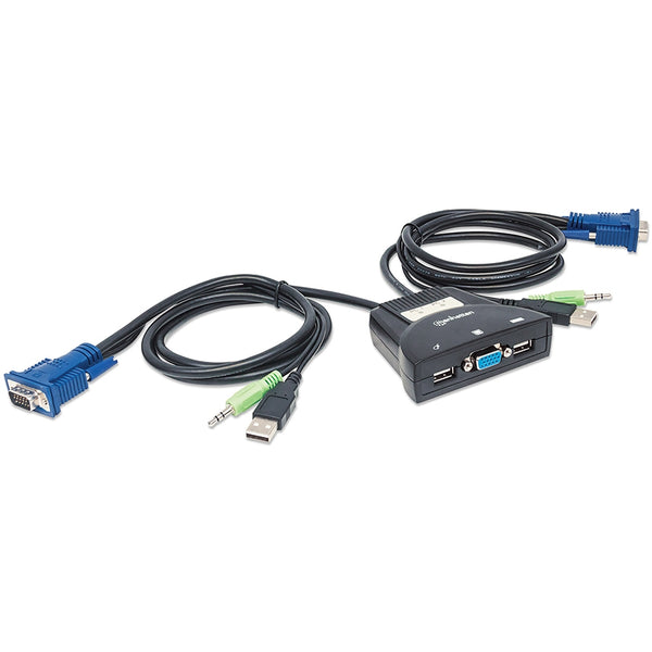 MUX KVM ,MANHATTAN,151245,MINI USB 2:1 CON CABLES+AUDIO