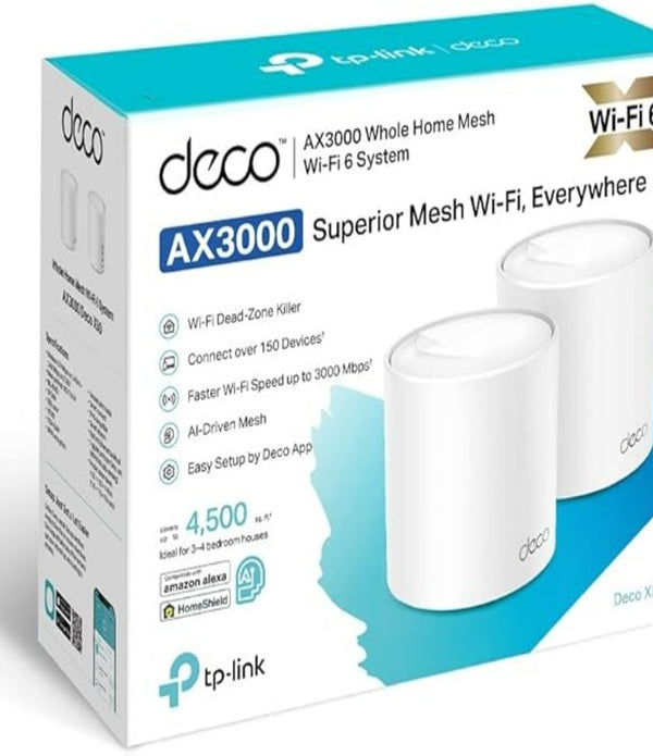 ROUTER | TP-LINK | DECO X10 (2-PACK) | MESH | WIFI 6 | AX1500 | 2 PUERTOS GIGABIT | CONECTA HASTA 120 DISPOSITIVOS