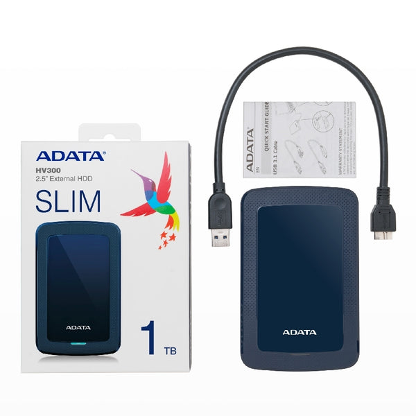 DISCO DURO EXTERNO ADATA HV300 1TB PORTATIL 2.5 USB 3.2 WINDOWS MAC LINUX DASHDRIVE SLIM COLOR AZUL AHV300-1TU31-CBL