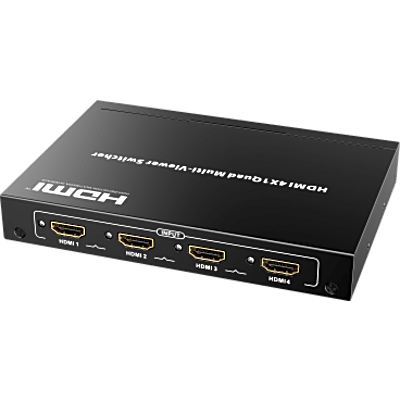 Switch Multiviewer HDMI / 4 Entradas a 1 Salida / 1080p @ 60Hz / Quad / Full Screen / Dual / Control Remoto