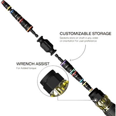Desarmador de Impacto / 14 en 1 / Magneto de Tierras Raras / Almacenamiento Dual / Asistente de Torque / Dados 7-14 mm