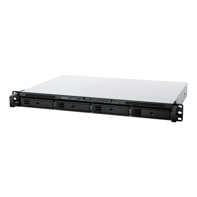 NAS Rack 1U / 4 Bahías SATA / Expansible a 8 Bahías / AMD Ryzen V1500B Quad-Core 2.2 GHz / DDR4 ECC 32 GB / 4x 1GbE / PCIe 3.0 / SSD NVMe / 2,100/1,000 Mbps Lectura/Escritura