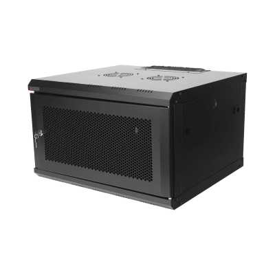 Gabinete Rack de Pared / 19 Pulgadas / 6U / 600 x 550 x 368 mm (23.6 x 21.7 x 14.5 in) / Carga Estática 60 kg / IP20 / Ventiladores AC / Panel Cepillo para Cables