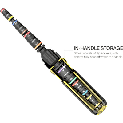 Desarmador de Impacto / 14 en 1 / Magneto de Tierras Raras / Almacenamiento Dual / Asistente de Torque / Dados 7-14 mm
