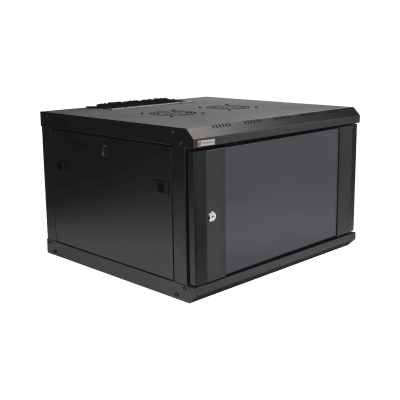 Gabinete de Pared / 6U / 19 Pulgadas / 600 x 550 x 382 mm / Cristal Templado 5 mm / Carga 60 kg / IP20