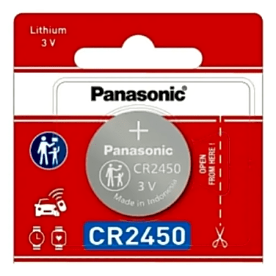 Batería de Litio Tipo Moneda / 3V / 620 mAh / CR2450 / 10 Años Vida Útil