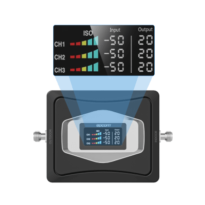 Amplificador de Señal Celular / Triple Banda 850/1900(+)/2100(+) MHz / Ganancia 68 dB / Cobertura 1000 m² (10764 ft²) / Compatibilidad Multioperador / Sin Configuración