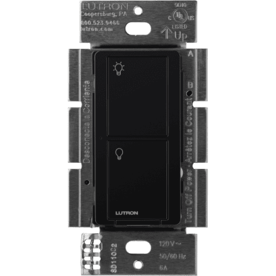Interruptor de Pared Inalámbrico / 2 Botones On/Off / 5 A LED/CFL / 600 W Incandescente / 120/277 V / Sin Neutro / Alcance 18 m (59.1 ft) Línea Vista
