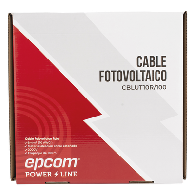 Cable Fotovoltaico / 6 mm² (10 AWG) / 1000/2000 V / Rango -40°C a 120°C / Rollo 100 m / UL 4703 y TUV