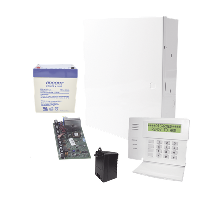 Panel de Alarma Híbrido / 8 Zonas Cableadas Expansible a 48 / Teclado con 4 Zonas Integradas / Monitoreo IP y 4G / 3 Particiones
