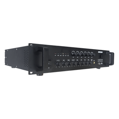 Amplificador de Audio / 120 W / 6 Zonas con Volumen Independiente / Bluetooth / USB 2.0 / SD / 70V/100V / Montaje en Rack